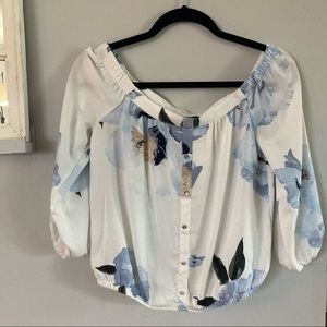 Off The Shoulder Floral Blouse Dynamite
